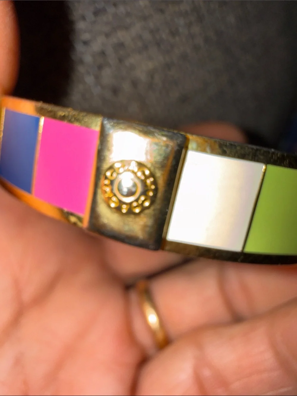 Coach LEGACY MULTICOLOR Enamel Hinged Bangle - Blue, Pink, Green, White, Brown